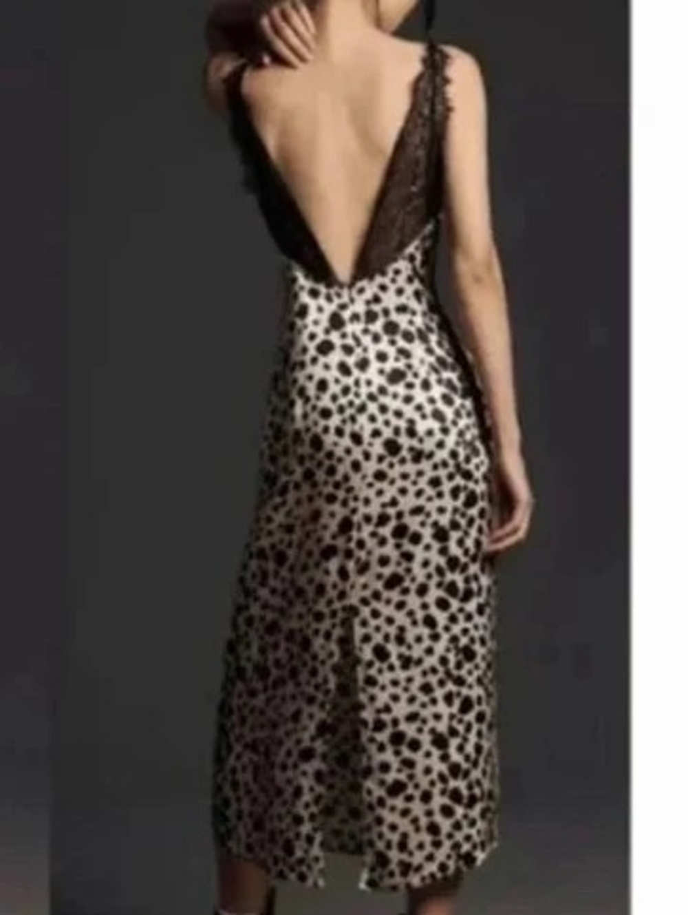 Anthropologie Animal Print Black and White Dotted Slip Midi Dress M